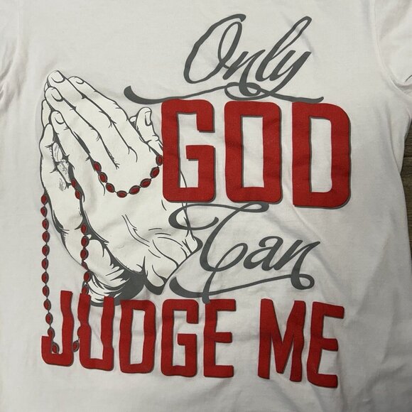 Only God Can Judge Me Tshirt Men Size Large Icedout White Praying Hands - Picture 3 of 8